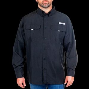 Habit Crayfish Creek Long Sleeve River Navy Button Down Medium Shirt